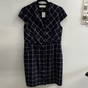 Chic Navy Checkered Midi Dress ANNIE 50